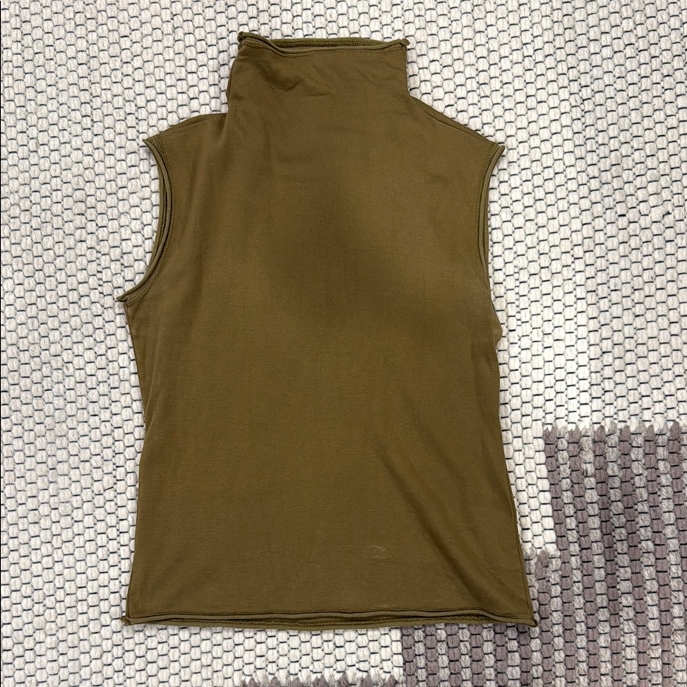 Elizabeth Suzann / Alabama Chanin Olive Sleeveless Turtleneck Top